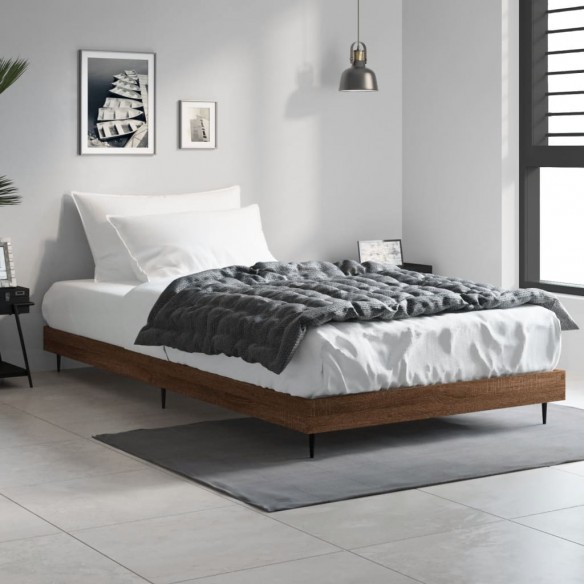 Lit chêne marron 90x200 cm bois d'ingénierie