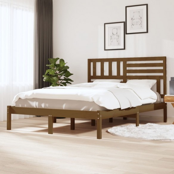 Lit Marron miel Bois de pin massif 120x200 cm