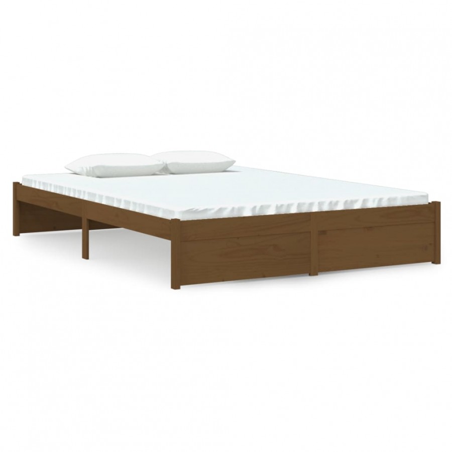 Lit Marron miel Bois massif 140x190 cm