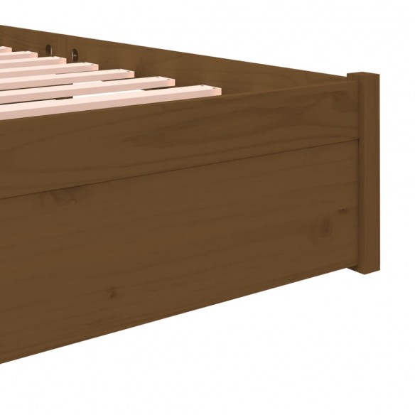 Lit Marron miel Bois massif 140x190 cm