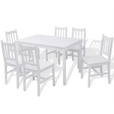 Jeu de salle à manger 7 pcs Pinède Blanc 2