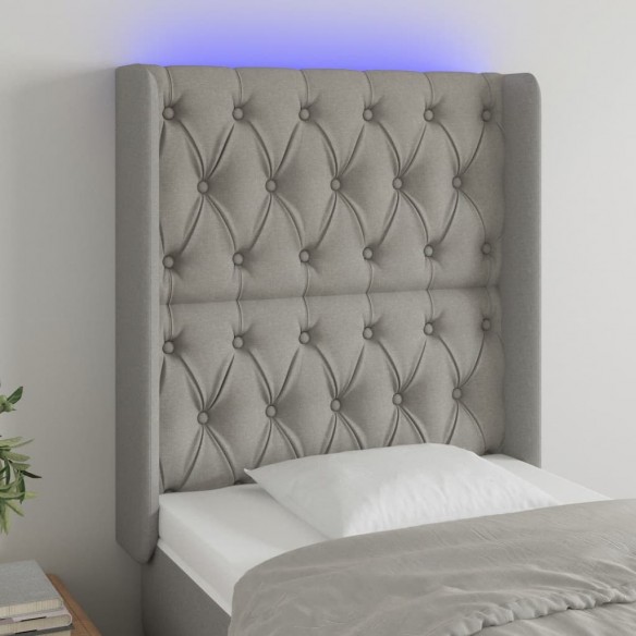 Tête de lit à LED Gris clair 83x16x118/128 cm Tissu