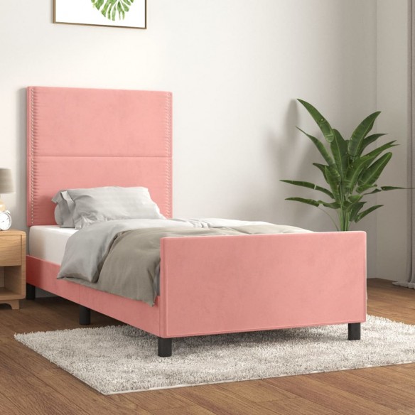 Lit avec tête de lit Rose 80x200 cm Velours