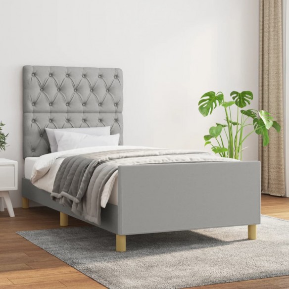 Lit avec tête de lit Gris clair 80x200 cm Tissu