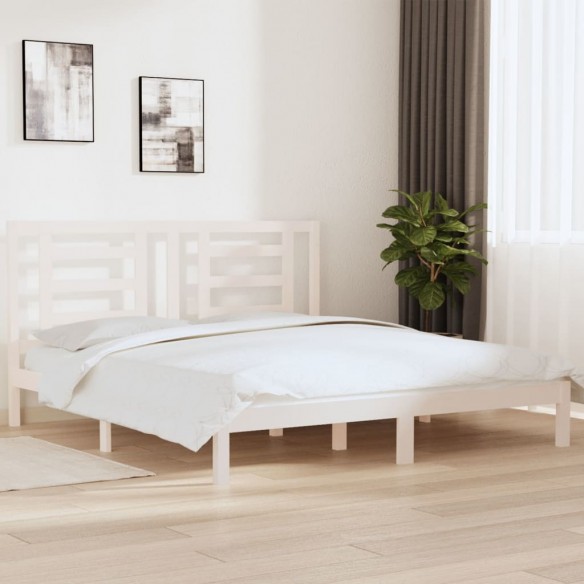 Lit Blanc Bois massif 180x200 cm Super King
