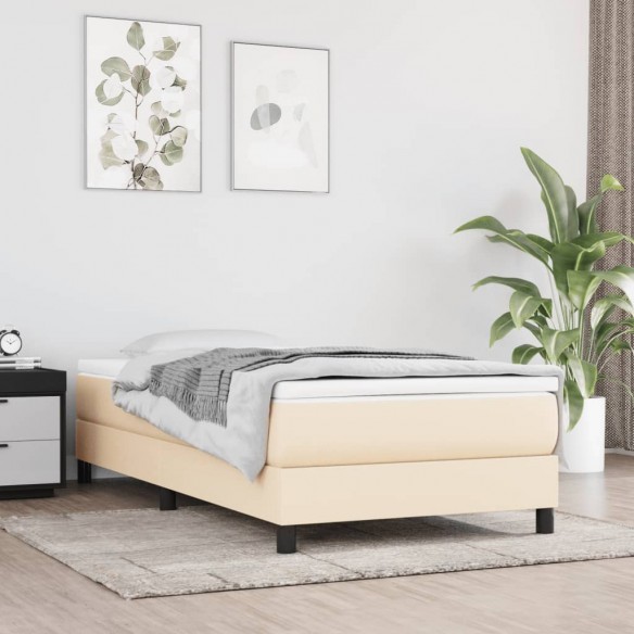 Lit avec matelas Crème 80x200 cm Tissu