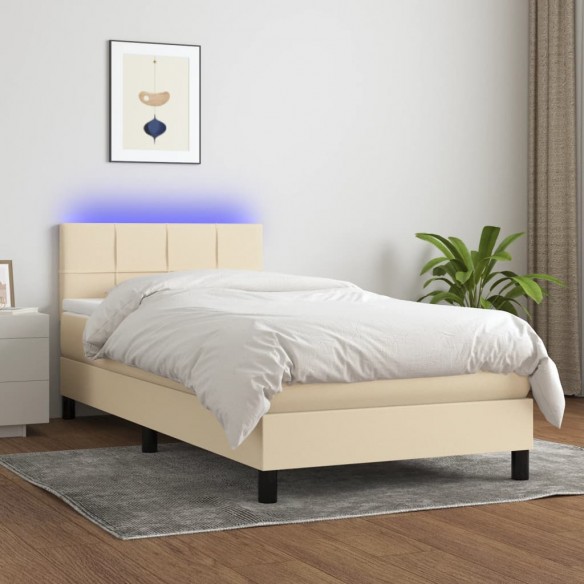 Lit avec matelas LED Crème 80x200 cm Tissu