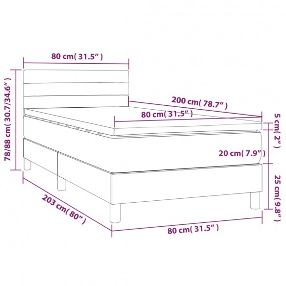 Lit avec matelas Taupe 80x200 cm Tissu