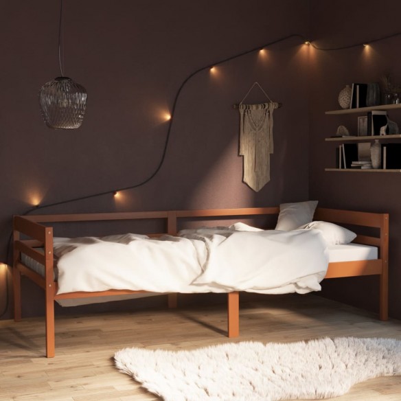 Lit Marron miel Bois de pin massif 90x200 cm