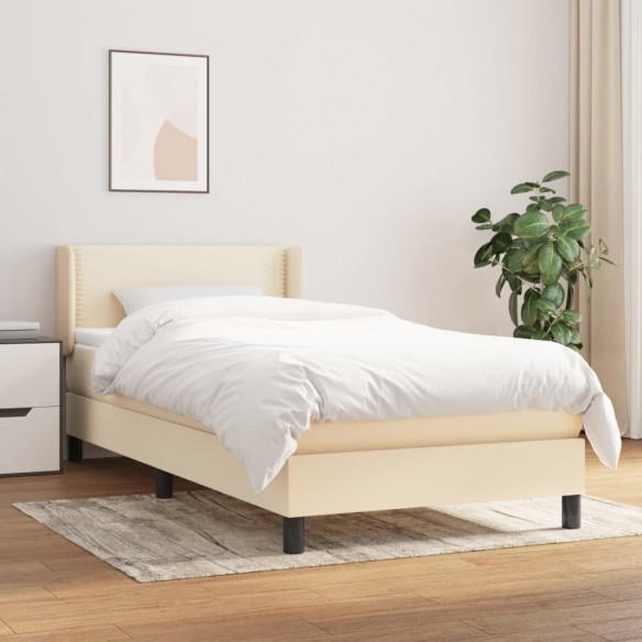Lit avec matelas Crème 90x200 cm Tissu