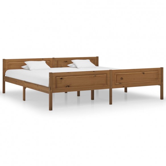 Lit Bois de pin massif Marron miel 200x200 cm