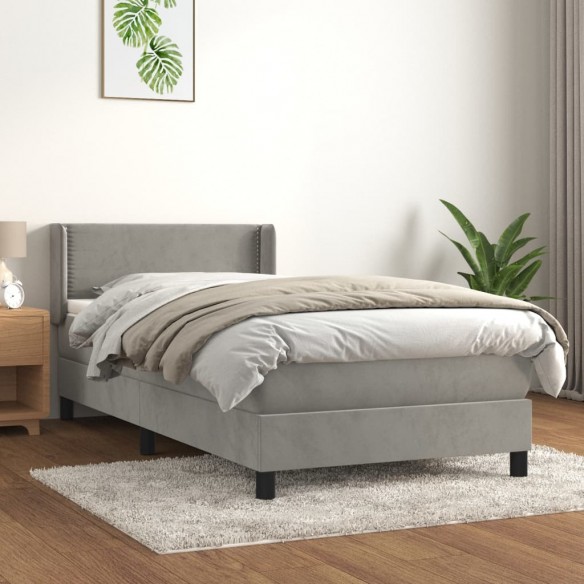 Lit et matelas Gris clair 80x200 cm Velours