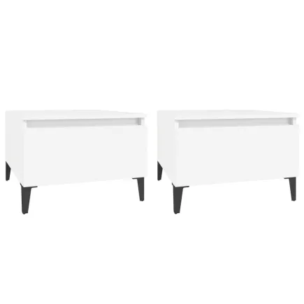 Tables d'appoint 2 pcs Blanc 50x46x35 cm  2