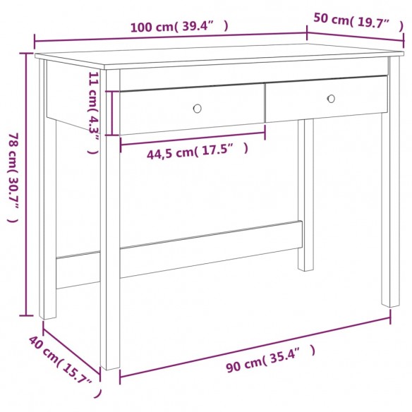 Bureau avec tiroirs 100x50x78 cm Bois massif de pin Bureau avec tiroirs 100x50x78 cm Bois massif de pin