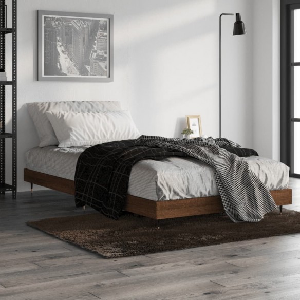 Lit chêne marron 100x200 cm bois d'ingénierie