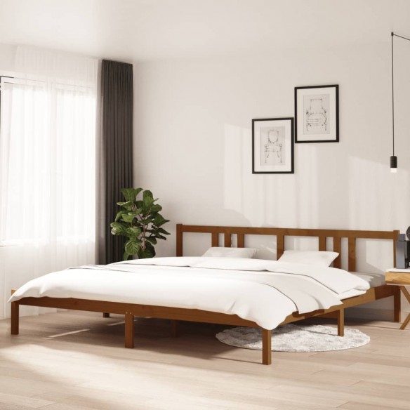 Lit Marron miel Bois massif 200x200 cm