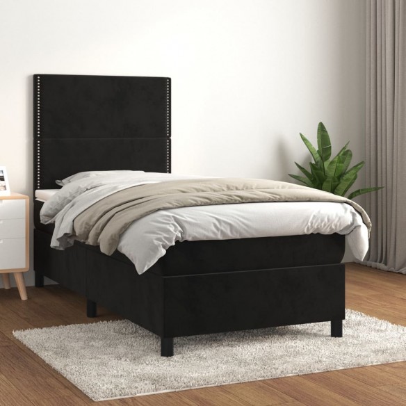 Lit et matelas Noir 80x200 cm Velours