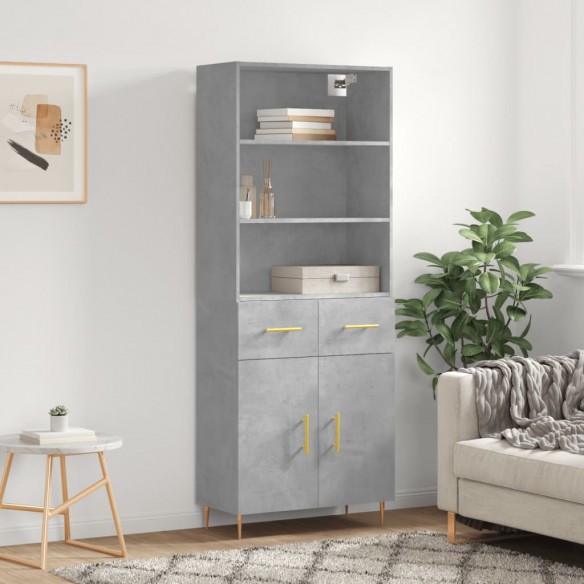Buffet haut Gris béton 69,5x34x180 cm 