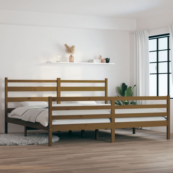 Lit Bois massif de pin 200x200 cm Marron miel