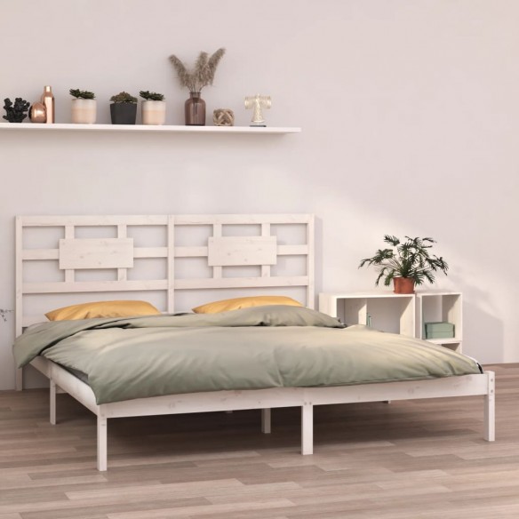 Lit Blanc Bois massif 200x200 cm