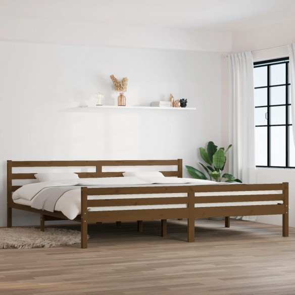 Lit Marron miel Bois massif 200x200 cm