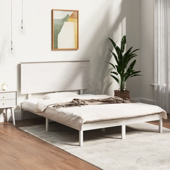Lit Blanc Bois massif 135x190 cm Double