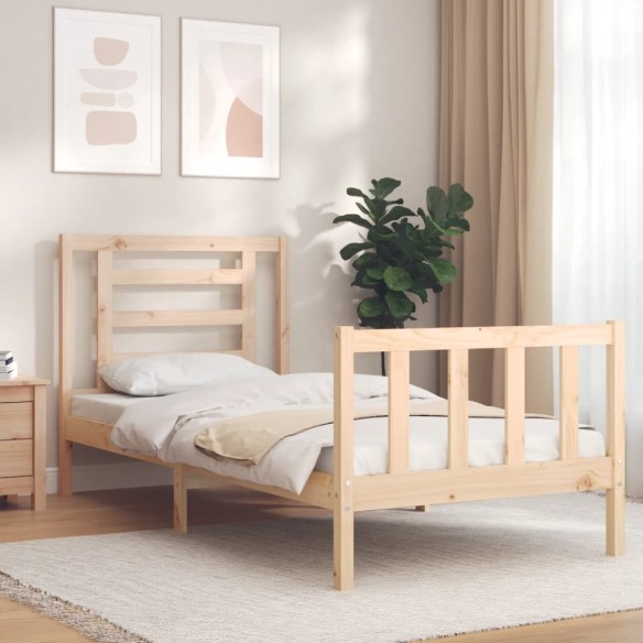 Lit avec tête de lit 90x200 cm bois massif