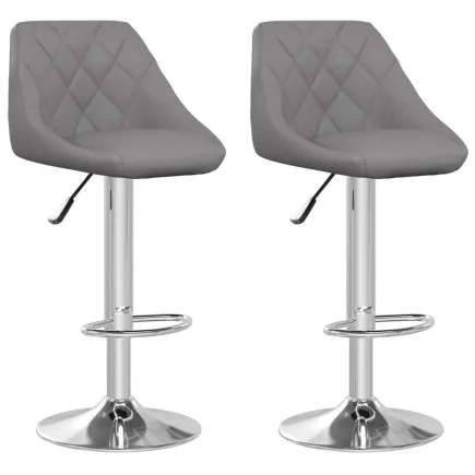 Tabourets de bar lot de 2 gris similicuir 2