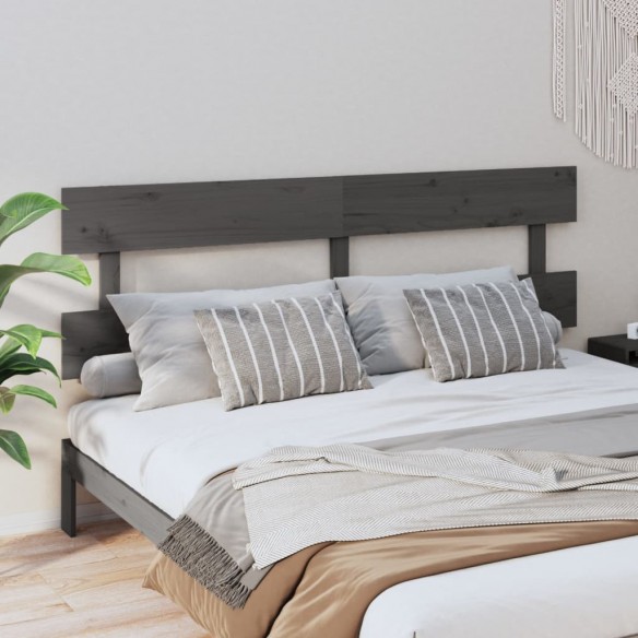 Tête de lit Gris 204x3x81 cm Bois massif de pin