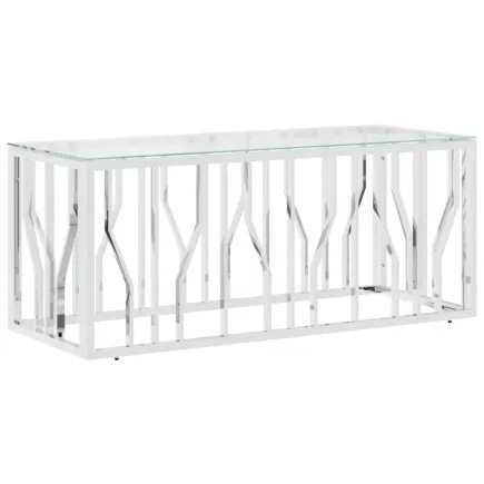 Table basse 110x45x45 cm acier inoxydable et verre 2