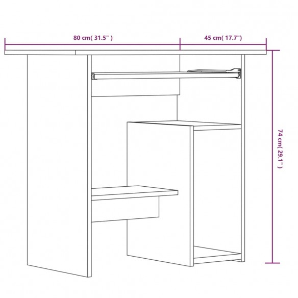 Bureau Sonoma gris 80x45x74 cm 