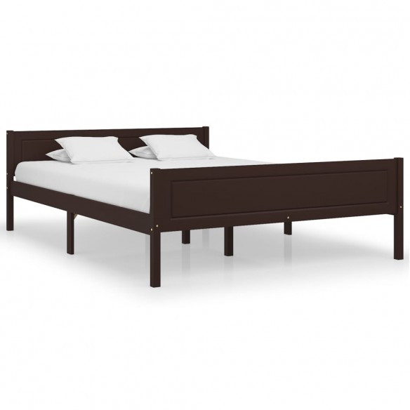 Lit Bois de pin massif Marron foncé 160x200 cm