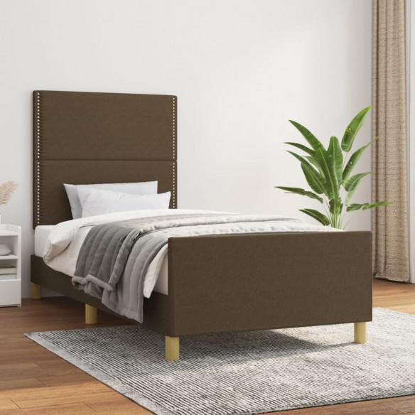 Lit avec tête de lit Marron foncé 80x200 cm Tissu