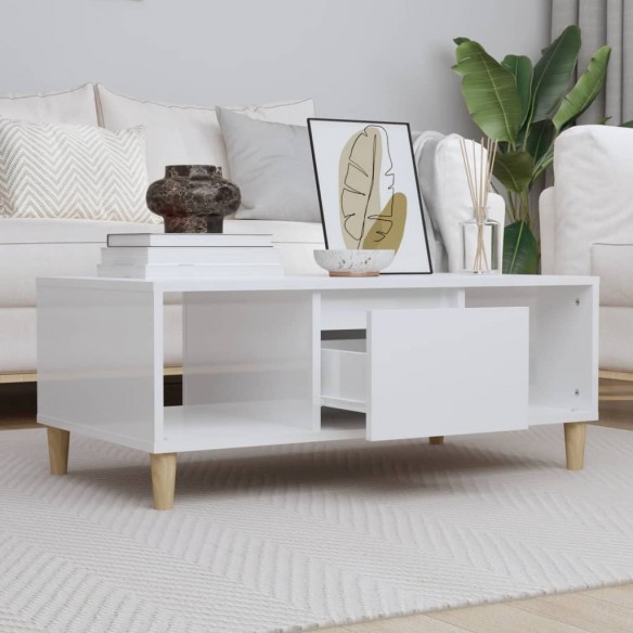 Table basse Blanc brillant 90x50x36,5 cm 