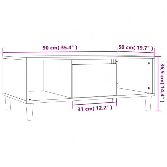 Table basse Blanc brillant 90x50x36,5 cm 