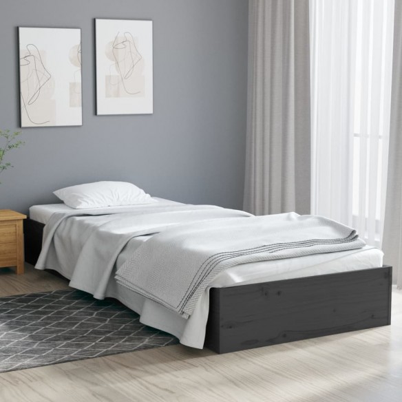 Lit Gris Bois massif 75x190 cm Petit simple