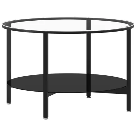 Table à thé Noir et transparent 70 cm Verre trempé 2
