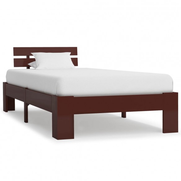 Lit Marron foncé Bois de pin massif 100 x 200 cm