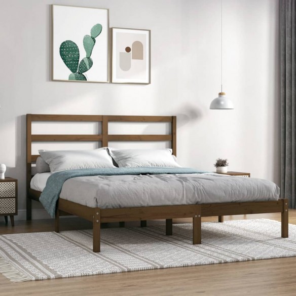 Lit Marron miel Bois de pin massif 120x200 cm