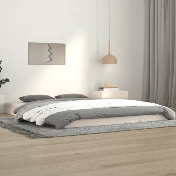 Lit blanc 140x190 cm bois de pin massif