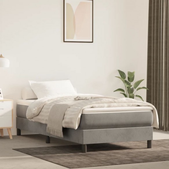 Lit Gris clair 90x190 cm Velours