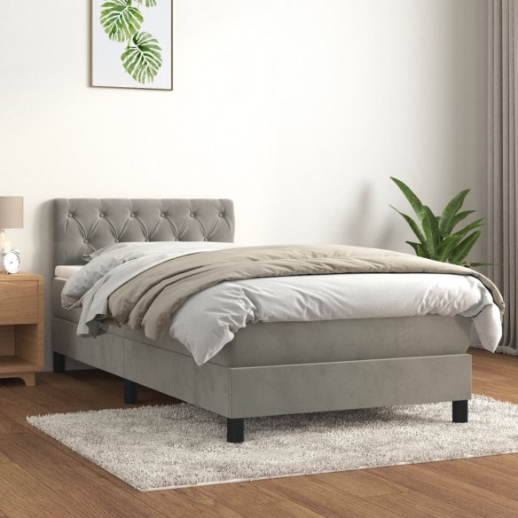 Lit et matelas Gris clair 80x200 cm Velours