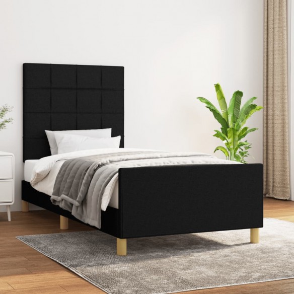 Lit avec tête de lit Noir 80x200 cm Tissu
