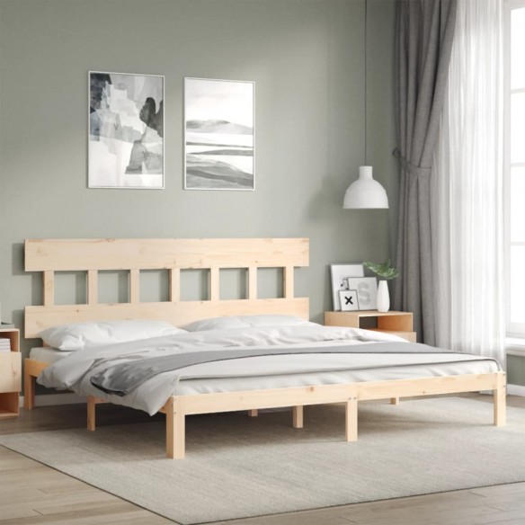 Lit avec tête de lit 200x200 cm bois massif