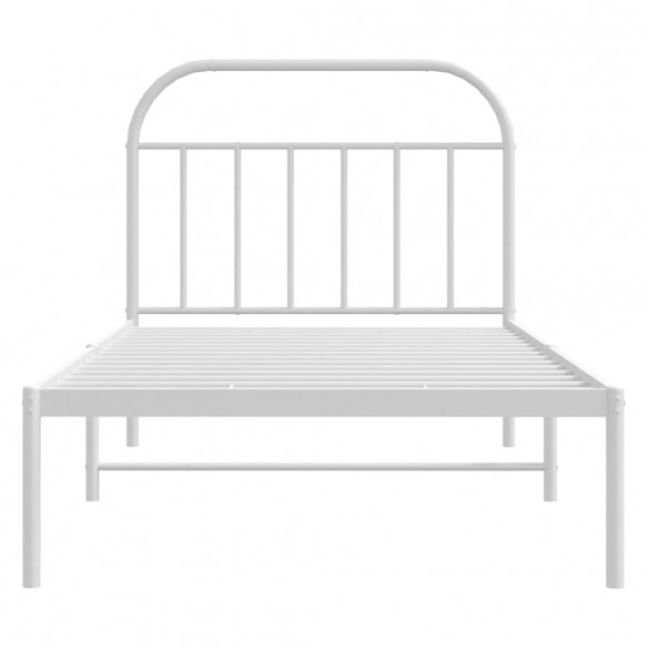 Lit métal avec tête de lit blanc 107x203 cm