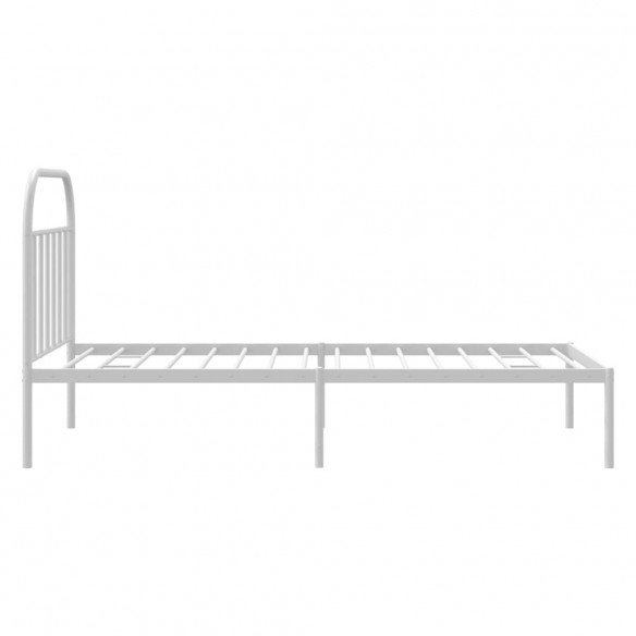 Lit métal avec tête de lit blanc 107x203 cm