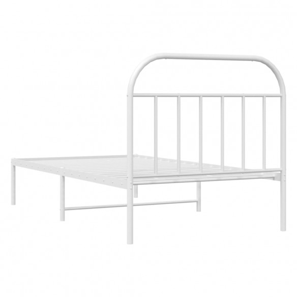 Lit métal avec tête de lit blanc 107x203 cm
