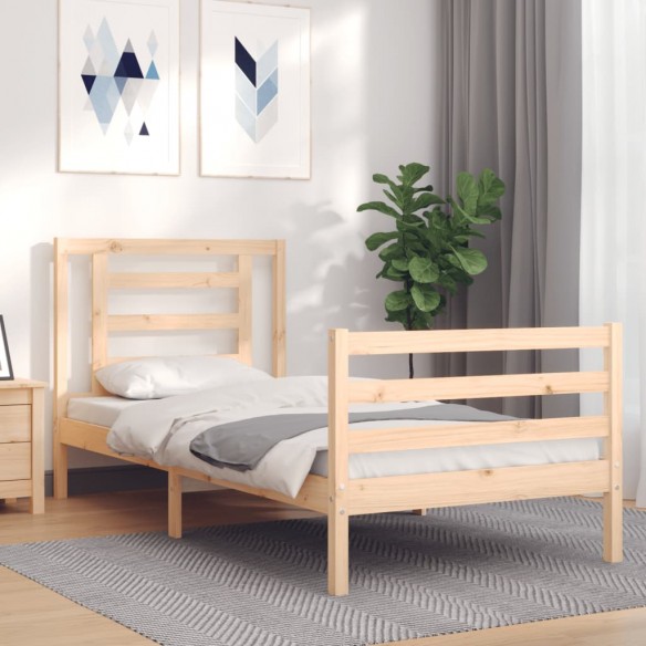 Lit avec tête de lit 90x200 cm bois massif