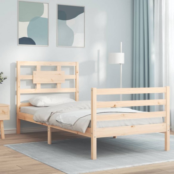 Lit avec tête de lit 90x200 cm bois massif