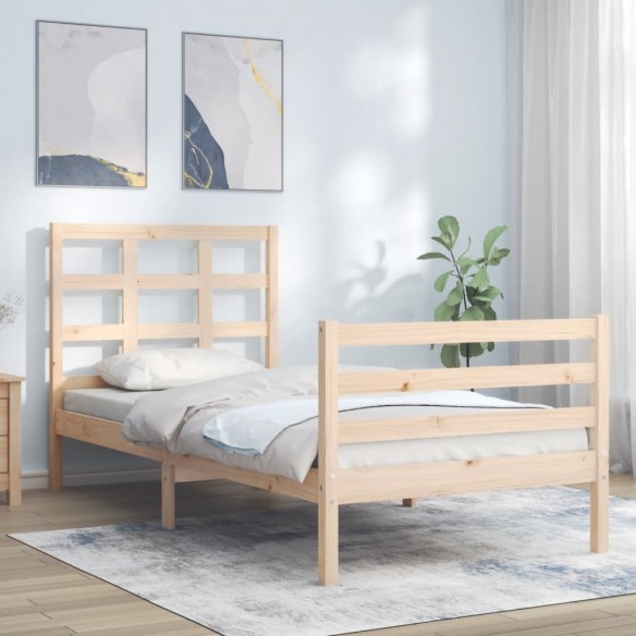 Lit avec tête de lit 90x200 cm bois massif